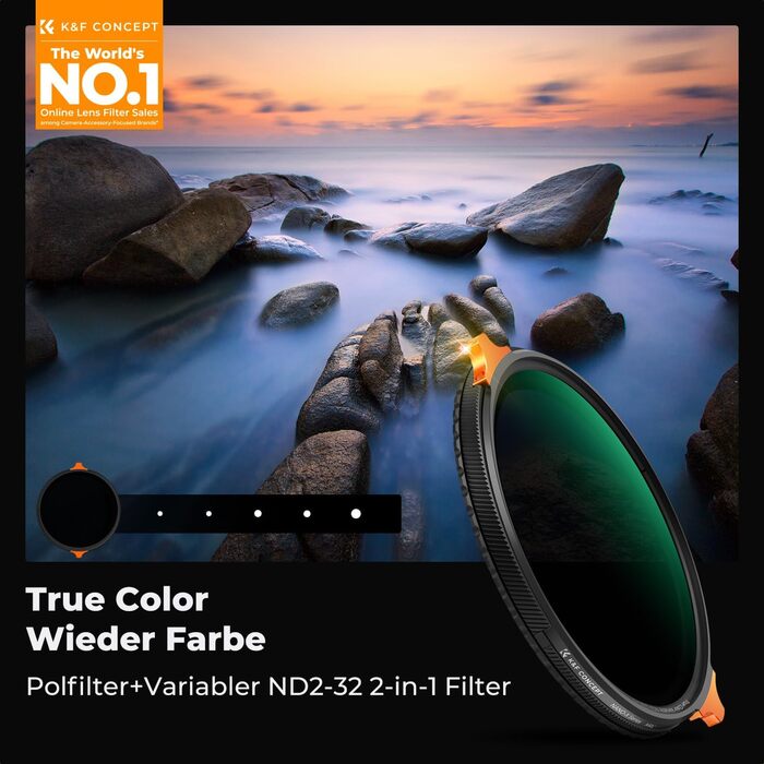 Фільтр K&F Concept Nano-X True Color 58mm 2-в-1 (Поляризаційний & ND2-ND32)