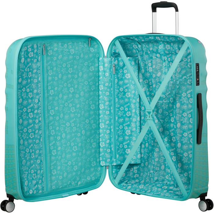 Чемодан American Tourister Wavebreaker Disney FL Spinner L, 77 см, 96 л, з принтом Stitch Flower, матове покриття