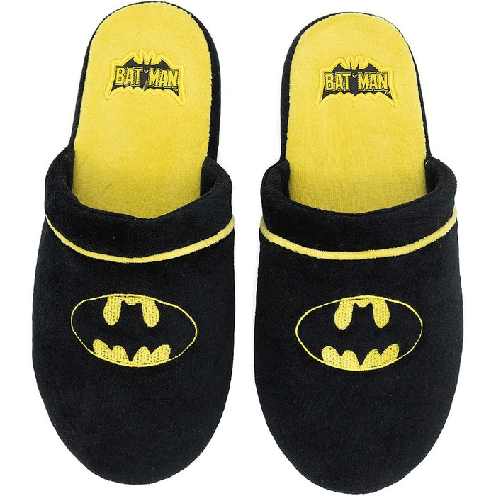 Тапочки Бетмен Funidelia для чоловіків, The Dark Knight, DC Comics. Розміри 42-45, чорні. Костюм супергероя, подарунок на Новий рік, день народження