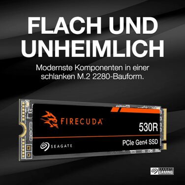 SSD Seagate FireCuda 530R 4TB NVMe PCIe Gen4 x4 для PS5/PC - 7400 МБ/с, 3D TLC NAND, 5.050TBW, Data Rescue Service