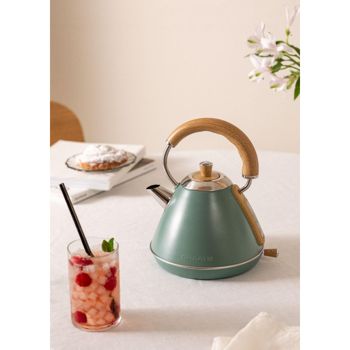 Retro Electric Kettle - Cream White - 1L Capacity, Fast Boil, Auto Shutoff, Anti-Scale Filter, Water Level Indicator
