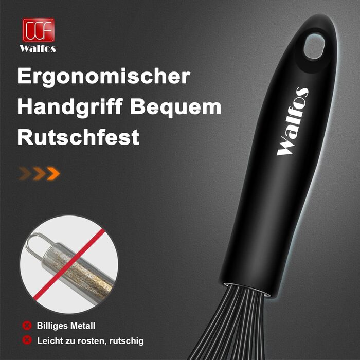 Міксер Walfos з силіконовими дрібницями, 21.5 см, чорний - для збивання, перемішування та збивання