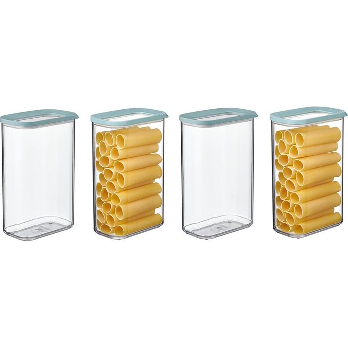 Mepal 4-Piece Set of Storage Containers with Lids - Rectangular Food Containers - Plastic Kitchen Organizer - Airtight Storage Containers - 4 x 1000 ml - White (4 x 2000 ml set | Nordic Green)