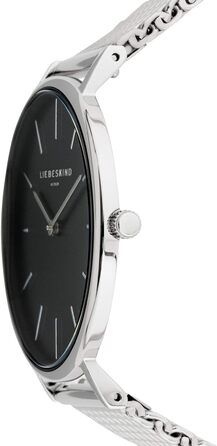 Годинник Liebeskind Berlin для жінок – 38 мм, круглий корпус – кварцовий годинник з сітчатим ремінцем – 5ATM водостійкий – для щоденного використання & стильний, сріблястий / чорний