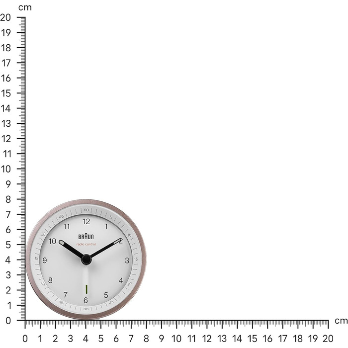 Classic analog radio alarm clock by Braun for the Central European Time zone (CET/GMT+1) with snooze function, lighting, quiet movement, crescendo alarm in white and rose, model BC07PW-DCF