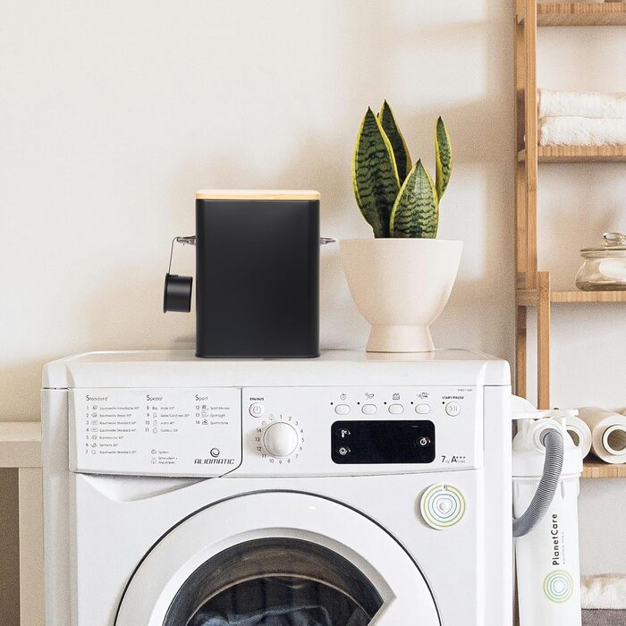 Контейнер для порошку 6.5л з дозатором, коробка для порошку, контейнер для корму, коробка для печива, кави, корму для тварин (Чорний)