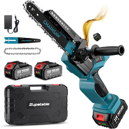Акумуляторна міні-пила Supstable 8/6 дюймів, 8000mAh, 900W, з автоматичним змащенням, сумісна з Makita 18V, для різання гілок