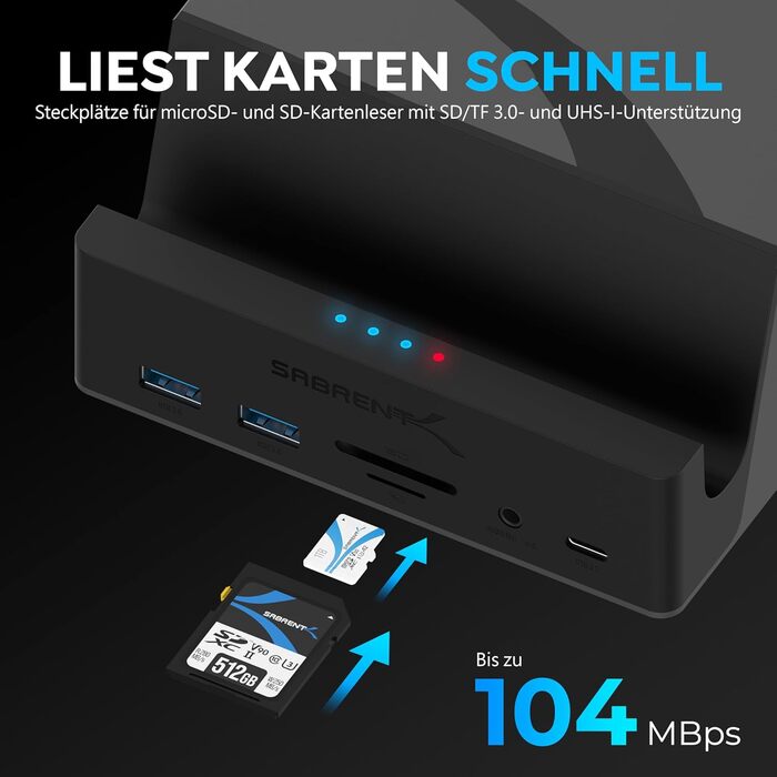Док-станція для HDD/SSD 2.5/3.5 SATA з USB 3.0 Sabrent (EC-DFLT) - Підтримка 2.5'/3.5' SSD, DisplayLink