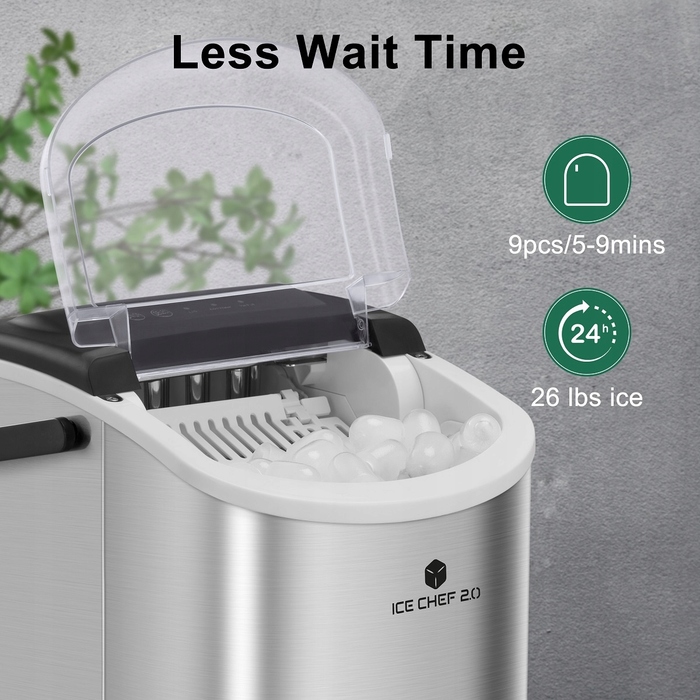 Льодогенератор ICE CHEF 2.0, сріблястий/сірий, 90 Вт