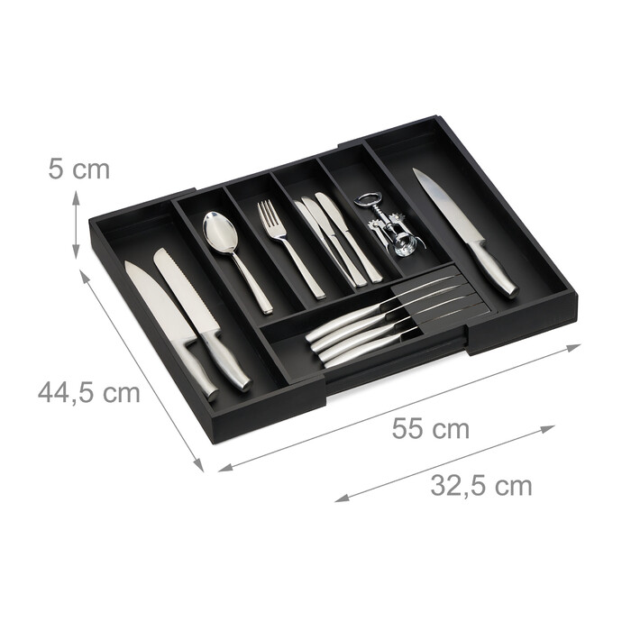 Relaxdays Extendable Bamboo Cutlery Box