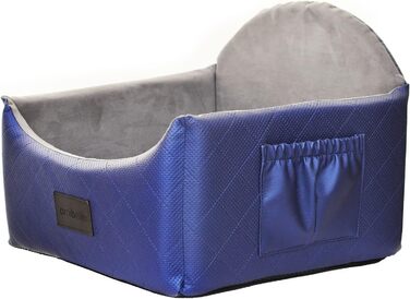 Автокрісло для собак 2в1 | Універсальне автоліжко для собак та котів | Миється, штучна шкіра, плюш, 48x48 см, блакитне