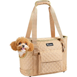 Pawaboo Сумка-переноска для собак та котів, для маленьких собак та цуценят, м'які стінки, до 5 кг (Khaki)