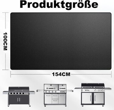 Вогнетривка підкладка для гриля та каміна 100x154 см, термостійкий килимок для захисту тераси та газону від іскор та жиру (до 980°C)