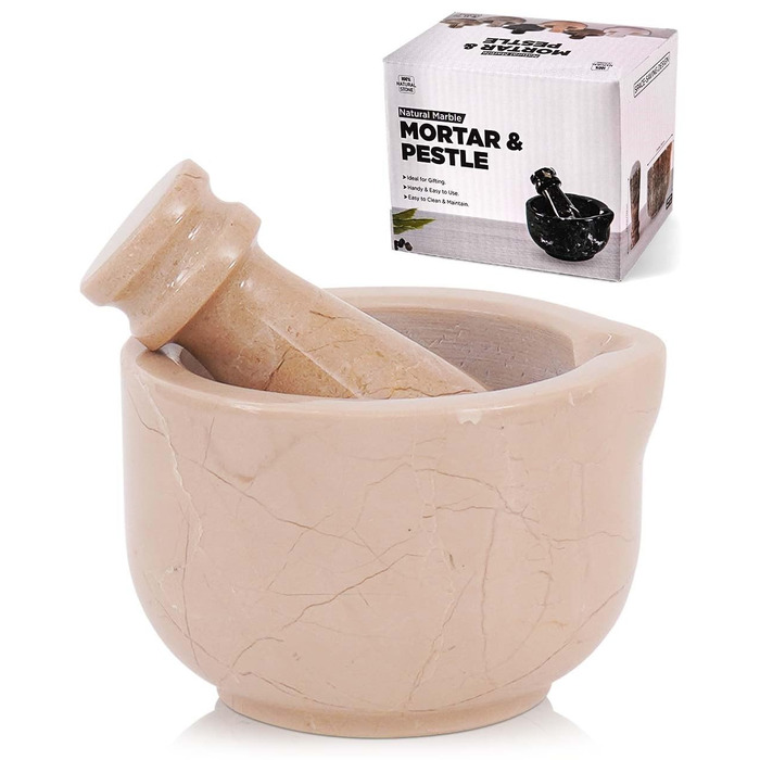 Набір мармурового ступки та пестика, 7,6 см, ручної роботи, для спецій, кухні та декору, подрібнювач для трав, млин для спецій (Verona, Small)