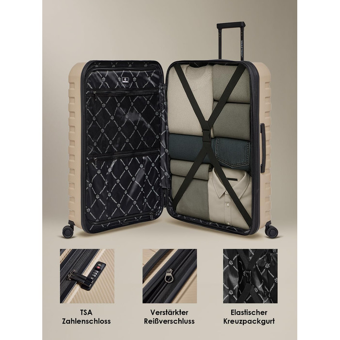 Набір валіз SMARTBOX Hartschalen 3 шт. | Розширюваний, з TSA-замком, з поліпропілену | Beige (Edition 01)