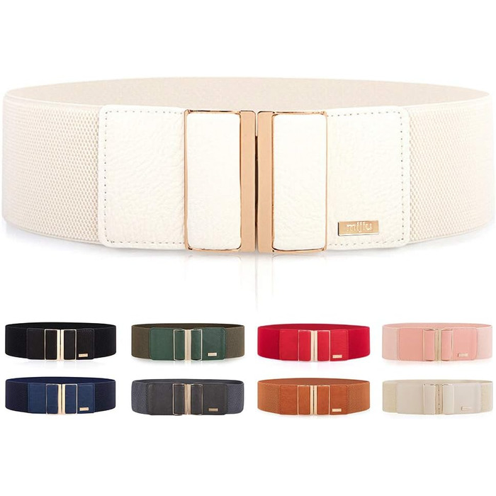 Жіночий еластичний широкий пояс для талії з пряжкою, 7.5 см, розмір M (об'єм талії 81-89 см)