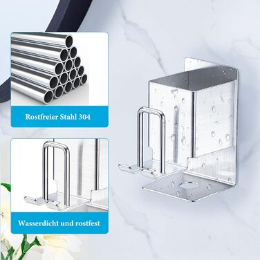 Настінний тримач для зубних щіток (2 шт.), без свердління, для електричних зубних щіток, самоклеючий, срібний