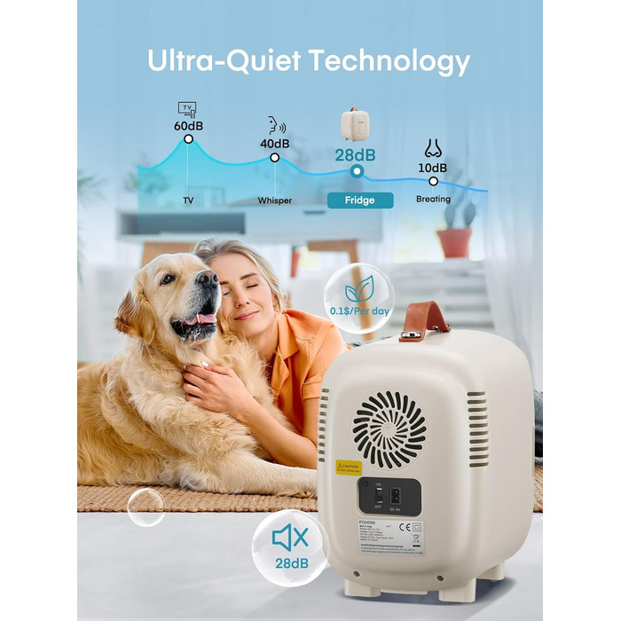 Mini холодильник FOHERE 5 літрів: для напоїв та догляду за шкірою, USB живлення, 220V/12V, білий