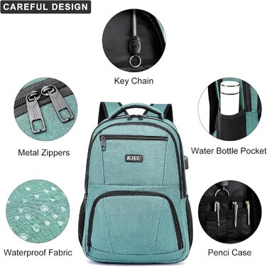 Рюкзак RJEU для дівчат та підлітків, шкільний рюкзак з відділенням для ноутбука 15,6 дюймів, A71-edel