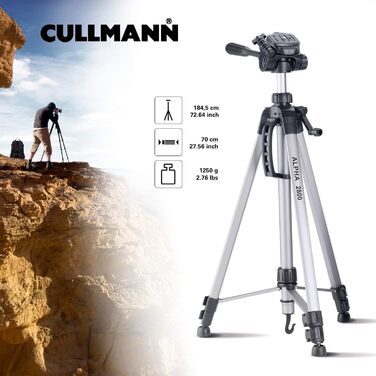Штатив CULLMANN Alpha 2800: стандартна висота 184 см, максимальне навантаження 2.5 кг, срібний колір