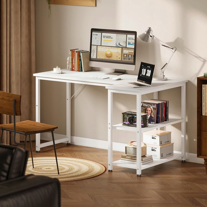 Кутовий стіл Coleshome, 120 x 70 x 75,7 см, білий