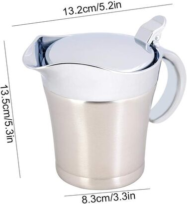 304 Brushed Stainless Steel Saucepan, Thermally Insulated Double-Walled Sauce Jug Pot for Gravy or Cream at Thanksgiving for Restaurant. (450 ml / 750 ml) (450 ml)