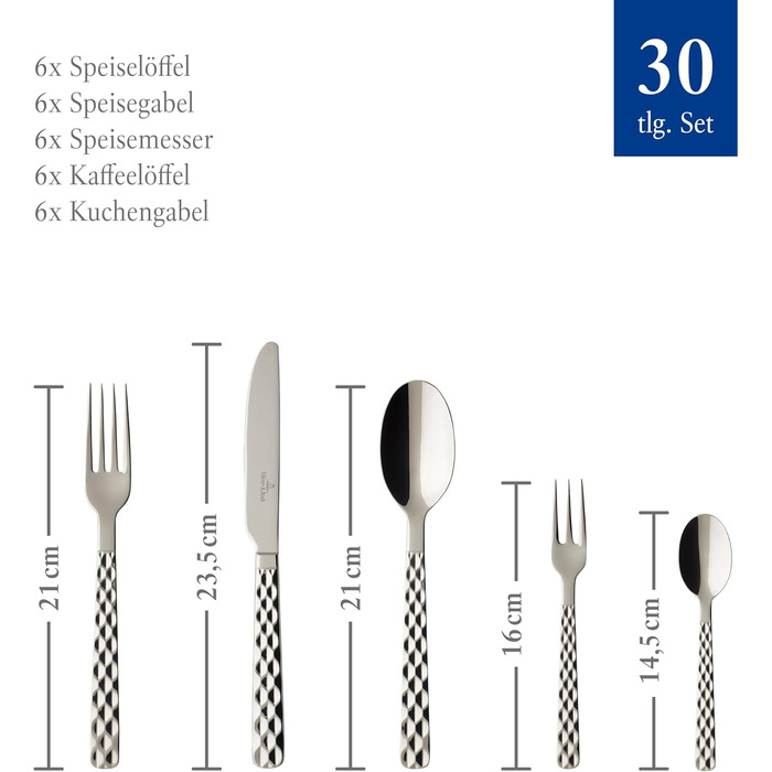 Villeroy & Boch – Boston Cutlery Set, 30 Pieces, 6 Place Settings, Dishwasher Safe, Stainless Steel, Flatware Set, Dinnerware Set, Fork, Knife, 30-Piece Cutlery Set, Stainless Steel Cutlery Set