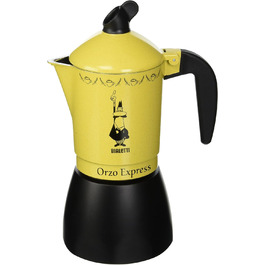 Кавоварка Bialetti Moka Orzo Express, алюміній, жовта, 4 чашки