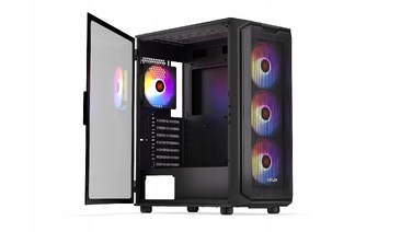 Корпус ПК Krux Orona ARGB Midi Tower, загартоване скло, 4 вентилятори 120мм, чорний