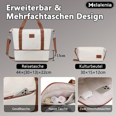 Набір валіз Melalenia 7 предметів з жорстким корпусом, легкий, на 4 колесах з TSA-замком. Включає косметичку, сумку для подорожей та кулькову косметичку (білий, 53 см, ручна поклажа 4 предм.)