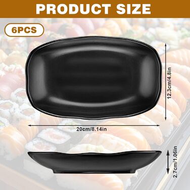 Прямокутні сервіровочні тарілки Teller Rechteckig, чорний порцеляновий набір для закусок, десертів, суші, салатів та інших страв (Ljp5008-6)