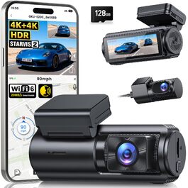 Автомобільний відеореєстратор GKU 4K+4K (передній та задній), сенсор STARVIS 2, HDR, нічна зйомка, чорний