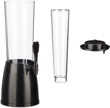 Таверна для пива Relaxdays 2.5 л з краном та охолодженням, диспенсер для напоїв, прозорий/чорний, для саду та дому