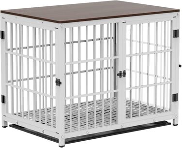 BingoPaw Клітка для собак Holz Indoor: Будинок для собак у стилі меблів з 3 дверима, знімний піддон, для малих собак та цуценят, 78x56x65 см, білий