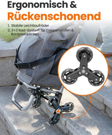 Складаний візок для покупок Homecall 50L з охолодженням, 3-в-1: візок, сумка на колесах, тачка (темно-сірий, сходинкові колеса)