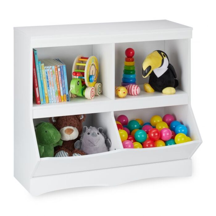 Relaxdays Kids' Shelving Unit, 4 Compartments