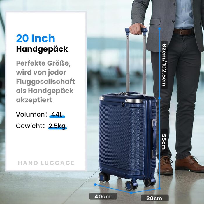 Набір валіз Tavoxda 3 шт. з TSA-замком, з регульованою ручкою, великі валізи, набір для подорожей для жінок та чоловіків (1 шт, темно-синій)