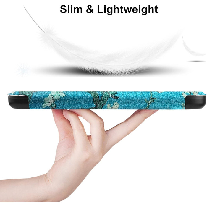 Чохол-книжка HGWALP для Tolino Shine 5/Shine Color/Shine 4 та Kobo Clara Colour/Clara BW/Clara 2E eReaders, преміум-якість, функція авто-сон/пробудження, квітковий дизайн (персиковий)