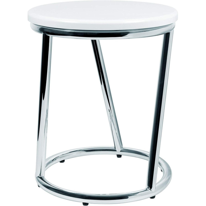 Libaro Footstool Salina, Metal Chrome Shiny, Round Seat Stool, White Stool in the Design of Bar Stool Barstool, as a Kitchen Stool, Step Stool or Bench in the Hallway, High Toilet Stool for Adults