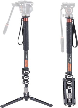 Штатив монопод Cayer з вуглецевого волокна, 172.7 см, телескопічний, для DSLR та відеокамер