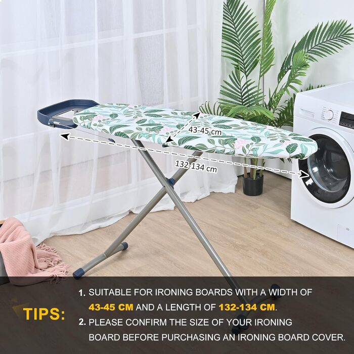 KINGRACK Чохол для гладильної дошки, бавовна, 134 x 45 см, зелений, з товстим фетровим наповнювачем