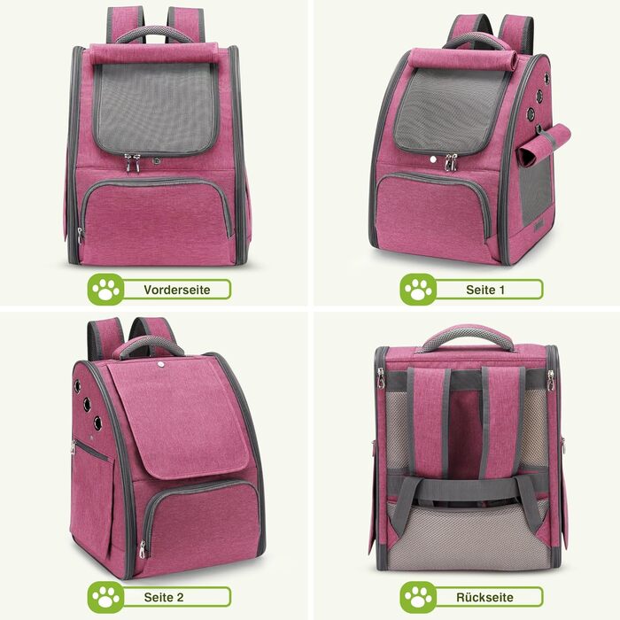 Рюкзак для котів та собак ALLSOPETS, складний, дихаючий, з сонцезахистом, для маленьких котів та собак, ідеальний для подорожей, кемпінгу та піших прогулянок (Беerenроже)