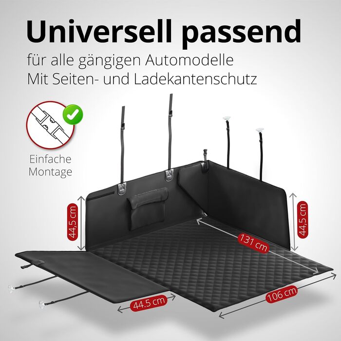 Walser Premium Автодеки для собак Rocky, 100% водонепроникна захисна накидка на заднє сидіння автомобіля з боковими захистами та оглядовим вікном, ідеальна для подорожей та транспортування малих та великих собак. Захист заднього сидіння автомобіля від бру