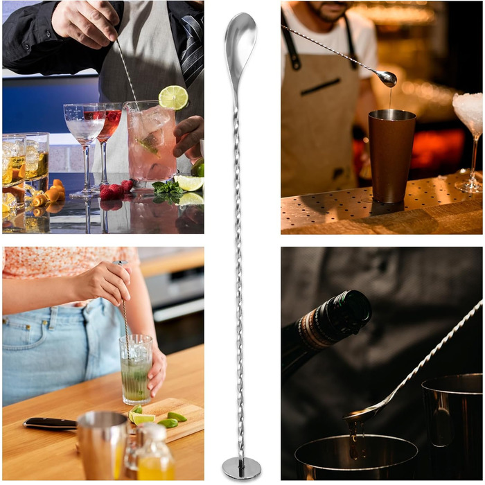 Набір з 2 барних ложок, 30 см, нержавіюча сталь. Ідеально для коктейлів, кави та десертів. Стильні ложки-йоршики для льоду та напоїв.