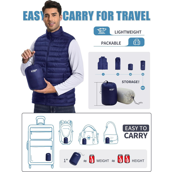 Чоловіча розкішна жилетка Pioneer Camp – водонепроникна, легка, пакується, з підкладкою – для активного відпочинку, повсякденного носіння, роботи, спорту та подорожей (Темно-синій, XL)