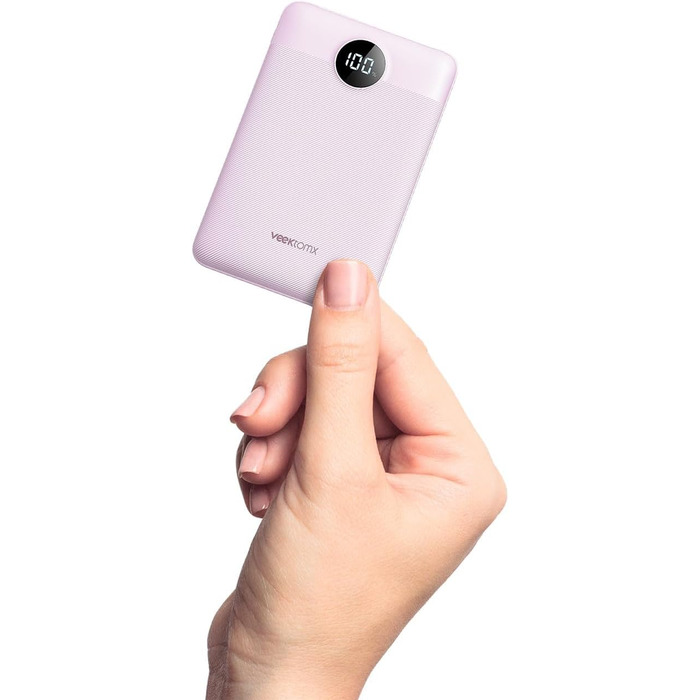 Powerbank VEEKTOMX 10000mAh з підтримкою PD3.0 та QC3.0: компактний зовнішній акумулятор для iPhone, iPad, Samsung Galaxy, Huawei, Xiaomi, OnePlus та інших пристроїв. Білий (лавандово-фіолетовий)