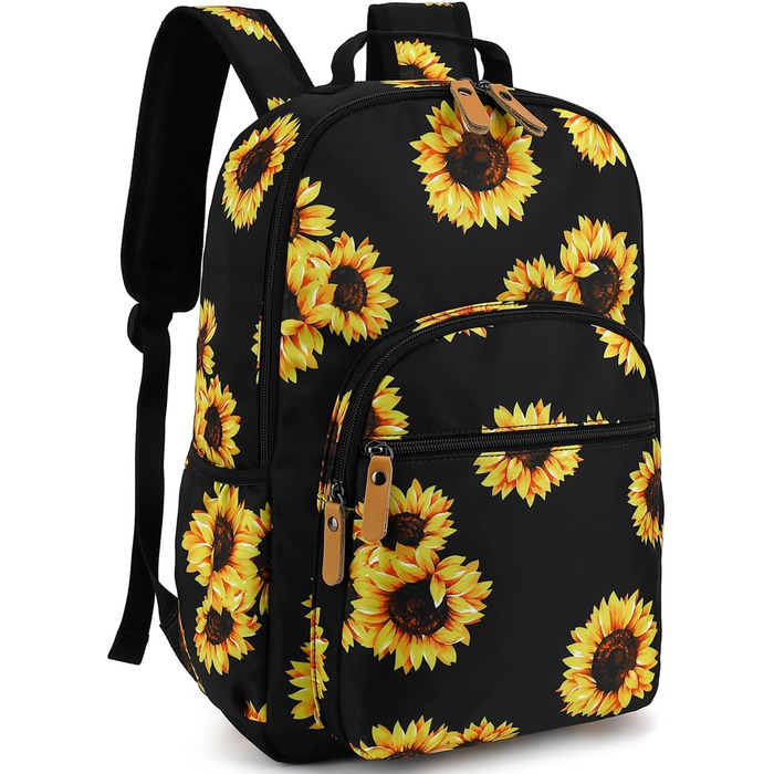 Шкільний рюкзак Leaper з квітковим принтом, сумка-мішок, сумка для книг, дамська сумка, темно-синьо-білий, 2 (Large-15.6, темно-синьо-квітковий [8005 L])