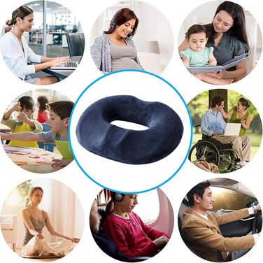 Alacritua Coccyx Cushion, Office Chair Pad Memory Foam Washable Comfort Enhancer, Car Seat Cushion for Car Seat, Wheelchair, Gaming Chair and Office, DarkBlue