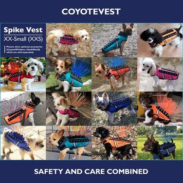Жилет CoyoteVest SpikeVest для собак, захист від койотів та хижаків, жилет для маленьких собак, світловідбиваючий, США (M, Королівський блакитний)