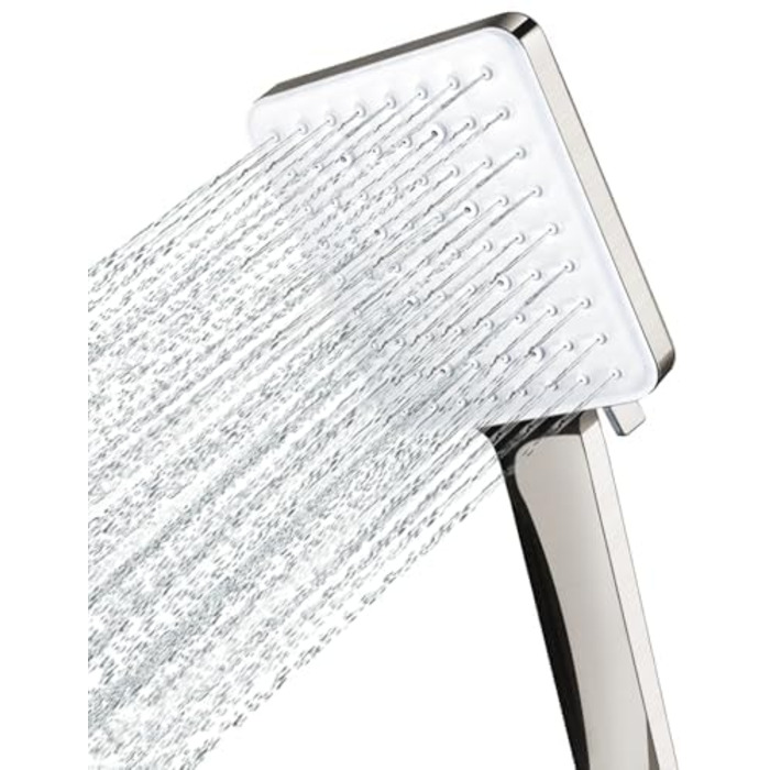 Душова лійка Newentor зі шлангом 1,5 м, високий тиск, 6 режимів, срібна (з золотим душовим краном)